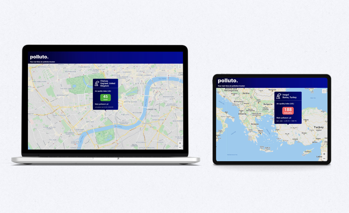Visual of Polluto web app